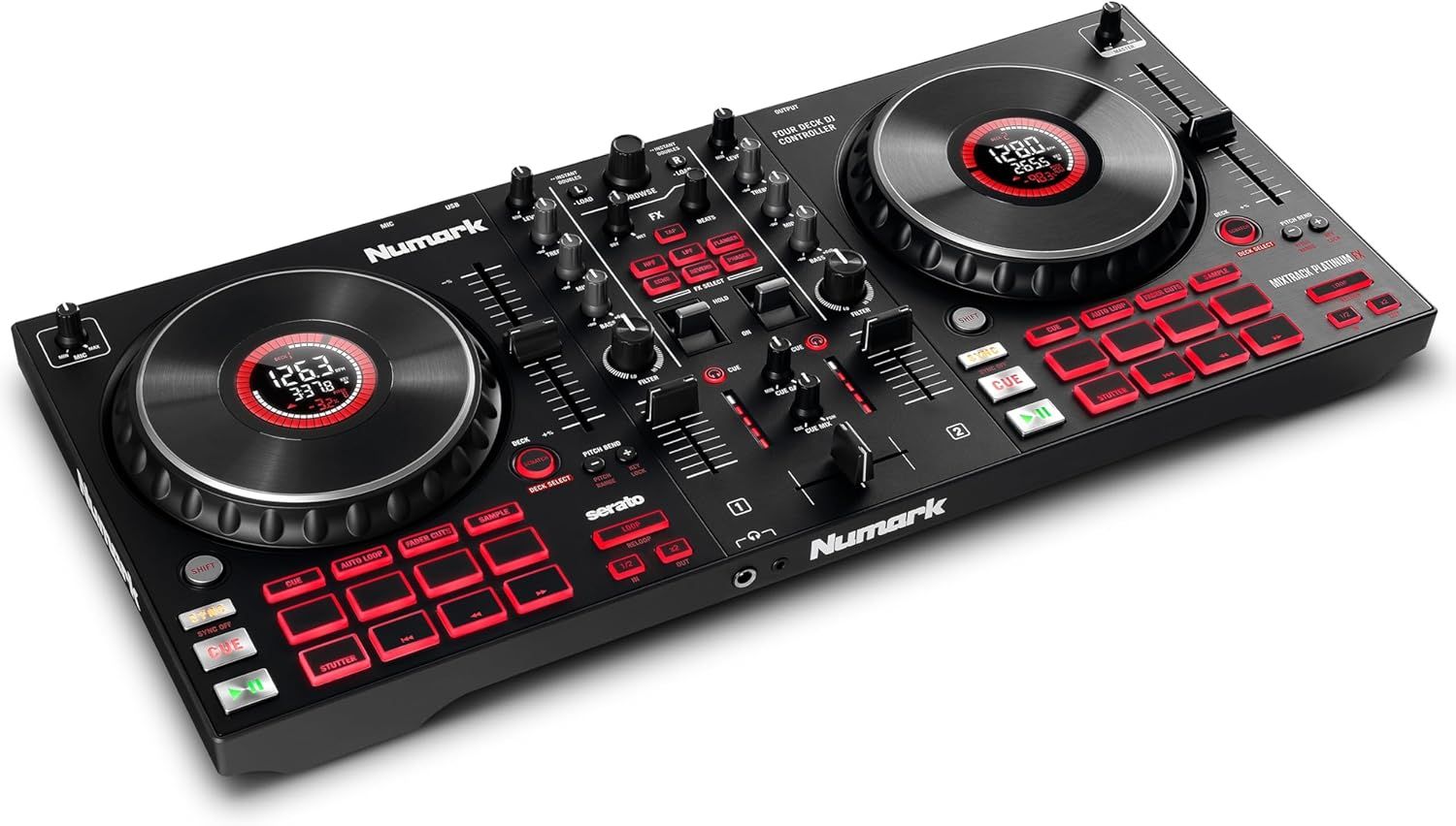Numark Mixtrack Platinum FX – Contrôleur DJ pour Serato DJ avec contrôle 4 platine