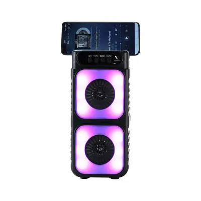 Haut-parleur Bluetooth tour 6-en-1 avec lumières DEL - Noir
