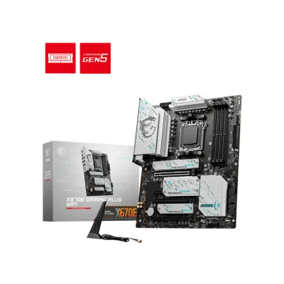Carte mère MSI X670E Gaming Plus WiFi, ATX - prend en charge les processeurs de bureau AMD Ryzen série 9000/8000/7000, avec DDR5 jusqu’à 192 Go de mémoire maximale, port d’affichage / HDMI