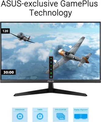 ASUS 27" Full HD 1080p 120 Hz IPS avec AMD Adaptive Sync, temps de réponse 1 ms, Eye Care Plus, filtre de lumière bleue et technologie anti-scintillement, idéal pour le travail et les jeux (VY279HGR)