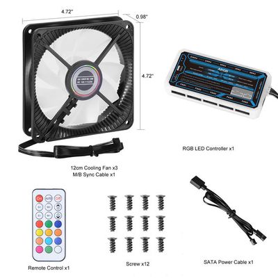 Ventilateurs de refroidissement RVB 120 mm, avec contrôleur, 3/paquet