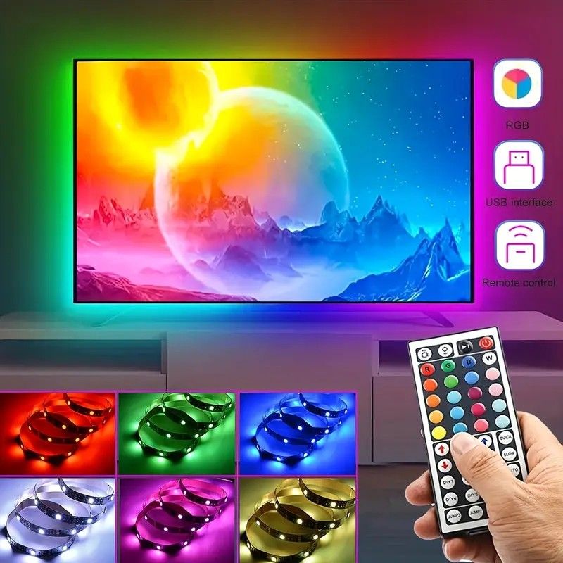 Bandes LED intelligentes à contrôle sans fil avec télécommande infrarouge, éclairage RGB décoratif pour salon et ambiance lumineuse flexible 65,6 Pieds/20 Mètres