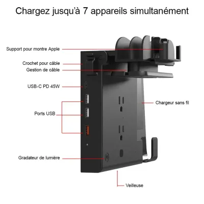 Station de charge tout en 1 pour 7 appareils - 58 W