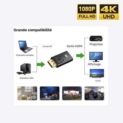 adaptateurs DisplayPort vers HDMI plaqué or [mâle] vers HDMI 1080p [femelle]