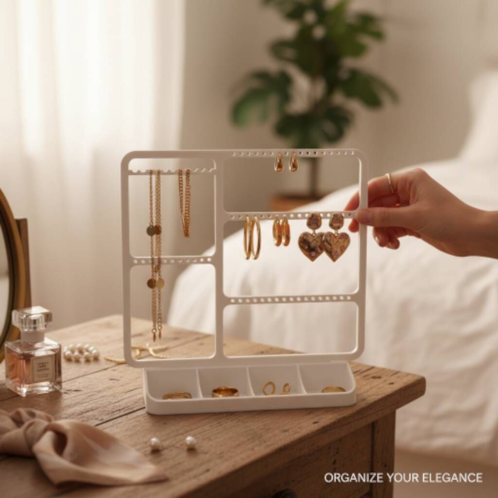 Organisateur de bijoux pour boucles d’oreilles, bagues et colliers