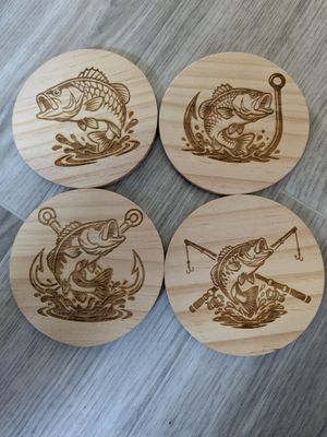 dessous de verre en bois ronds pêche