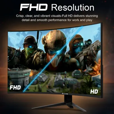 Moniteur de jeu incurvé HAJAAN 27 pouces FHD avec rétroéclairage RGB - Taux de rafraîchissement de 200 Hz | Dalle VA avec support mural | Ports HDMI, DP et USB - (X2725C)