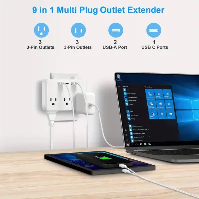 Protection contre les surtensions avancée à 6 prises avec 3 ports USB, 1 USB