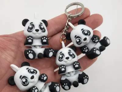 Porte-clés panda kawaii, jouet fidget articulé