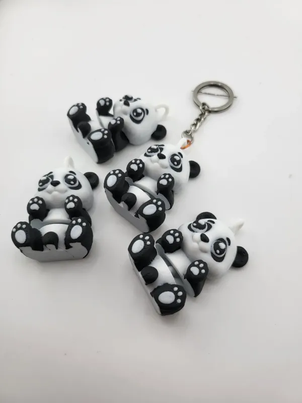 Porte-clés panda kawaii, jouet fidget articulé