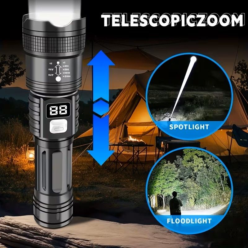 lampes torches LED rechargeables haute puissance avec projecteur zoomable, super lumineuses, longue portée