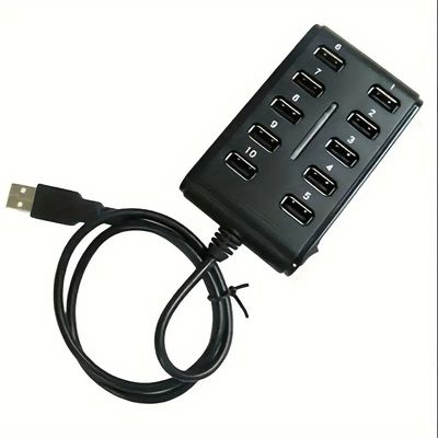 Hub USB À Dix Ports En Double Rangée En Plastique ABS Avec Interrupteur, Portable Et Polyvalent Pour Le Travail À Domicile.