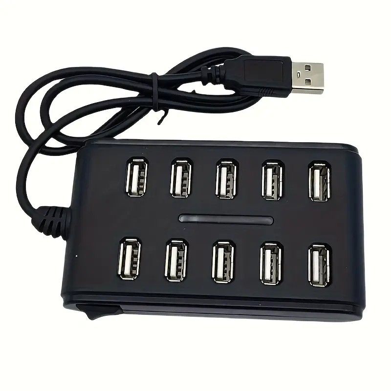 Hub USB À Dix Ports En Double Rangée En Plastique ABS Avec Interrupteur, Portable Et Polyvalent Pour Le Travail À Domicile.