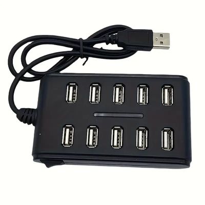 Hub USB À Dix Ports En Double Rangée En Plastique ABS Avec Interrupteur, Portable Et Polyvalent Pour Le Travail À Domicile.