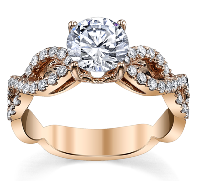 14K Rose Gold Diamond Engagement Ring Setting 1/3 Cttw.