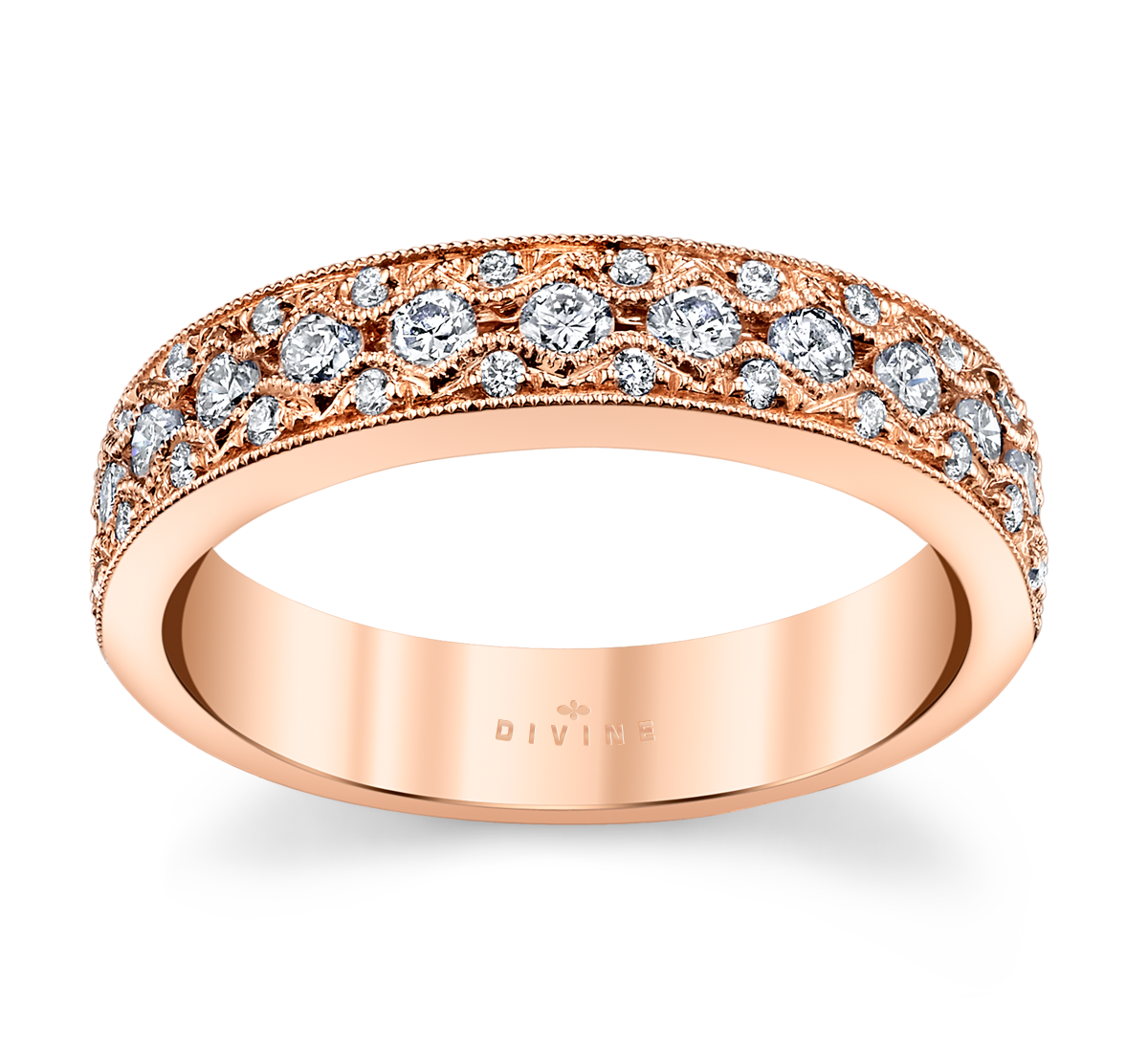 14K Rose Gold Diamond Wedding Ring 1/2 Cttw.