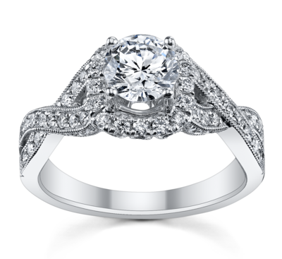 14K White Gold Diamond Engagement Ring Setting
