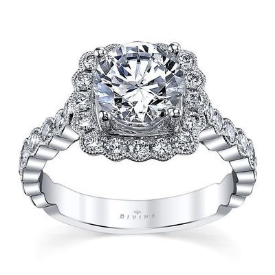 14K White Gold Diamond Engagement Ring Setting