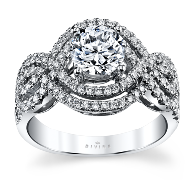 14K White Gold Diamond Engagement Ring Setting 1/2 Cttw.