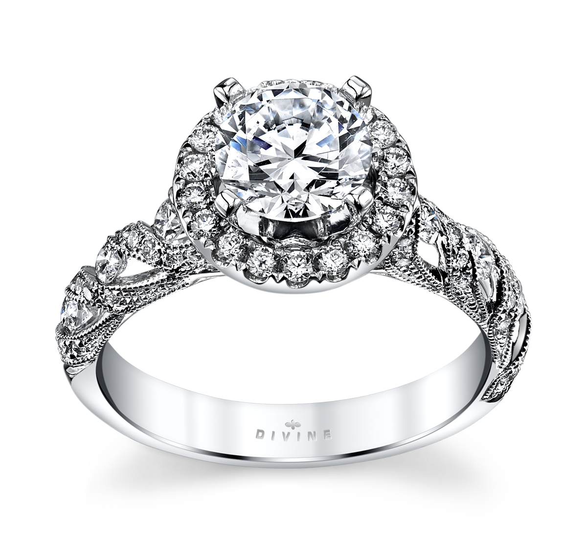14K White Gold Diamond Engagement Ring Setting 1/2 Cttw.