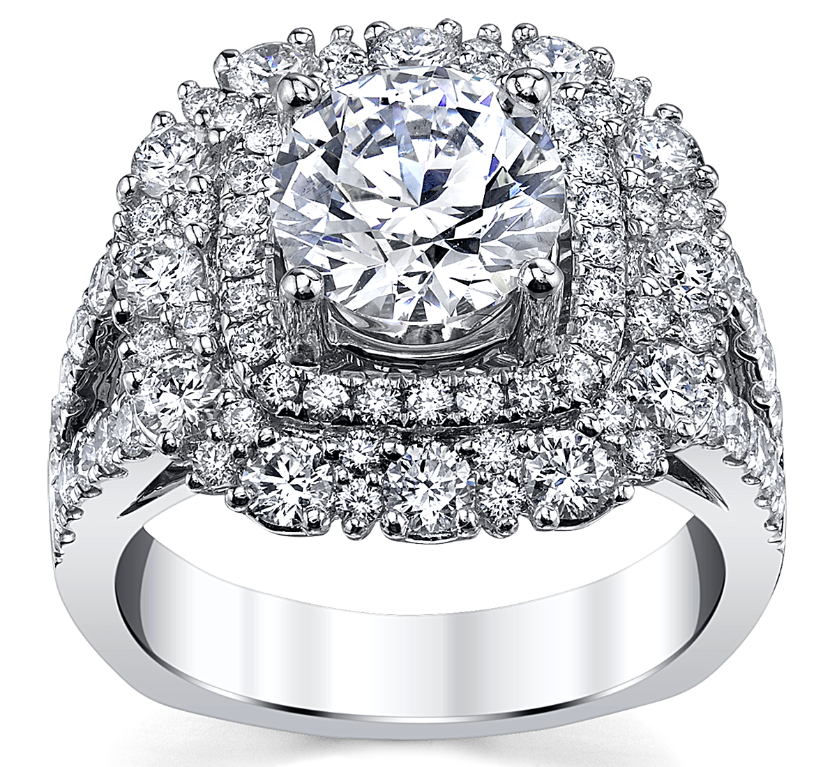 14K White Gold Diamond Engagement Ring Setting 1 3/4 Cttw.