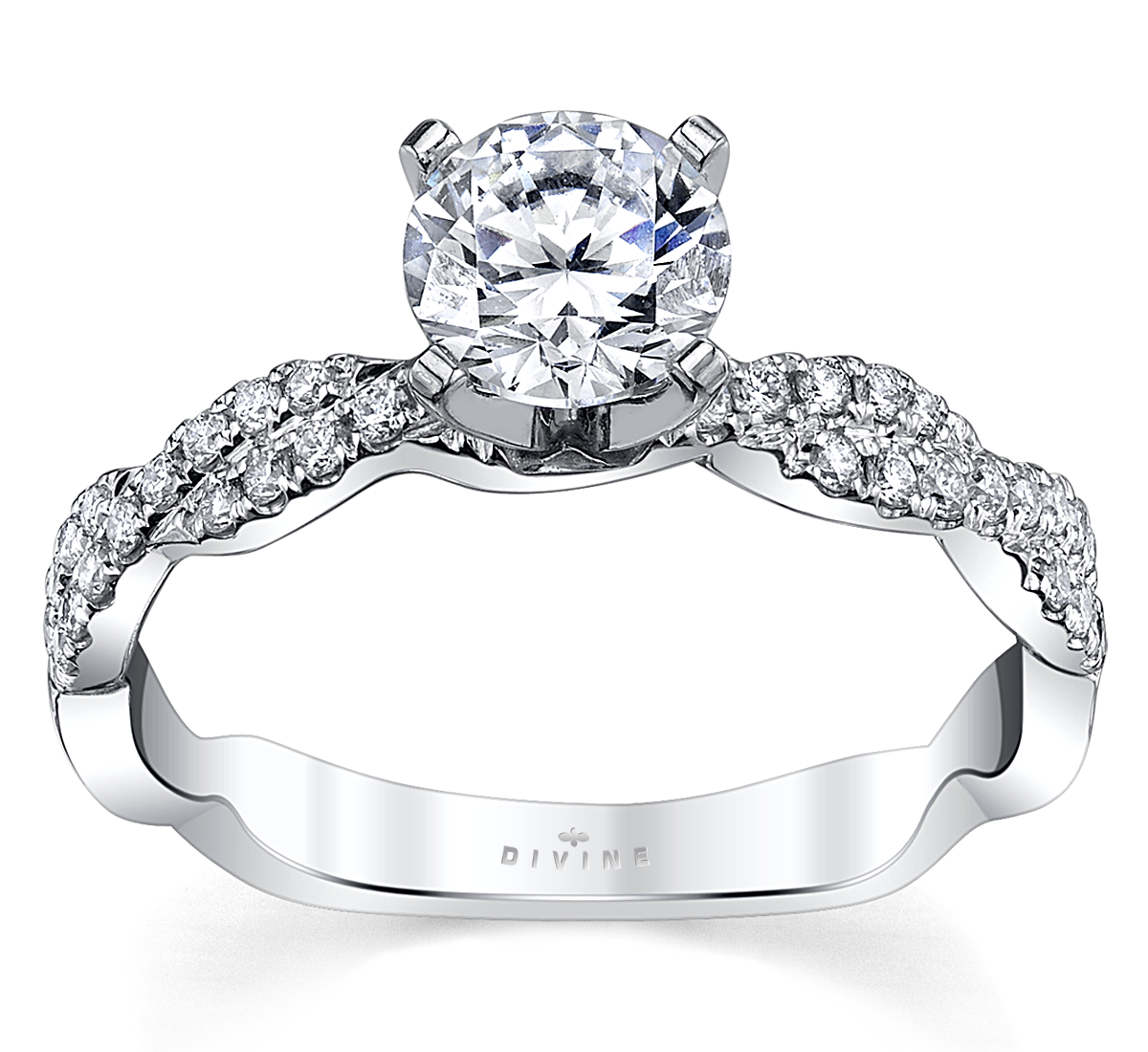 14K White Gold Diamond Engagement Ring Setting 1/5 Cttw.