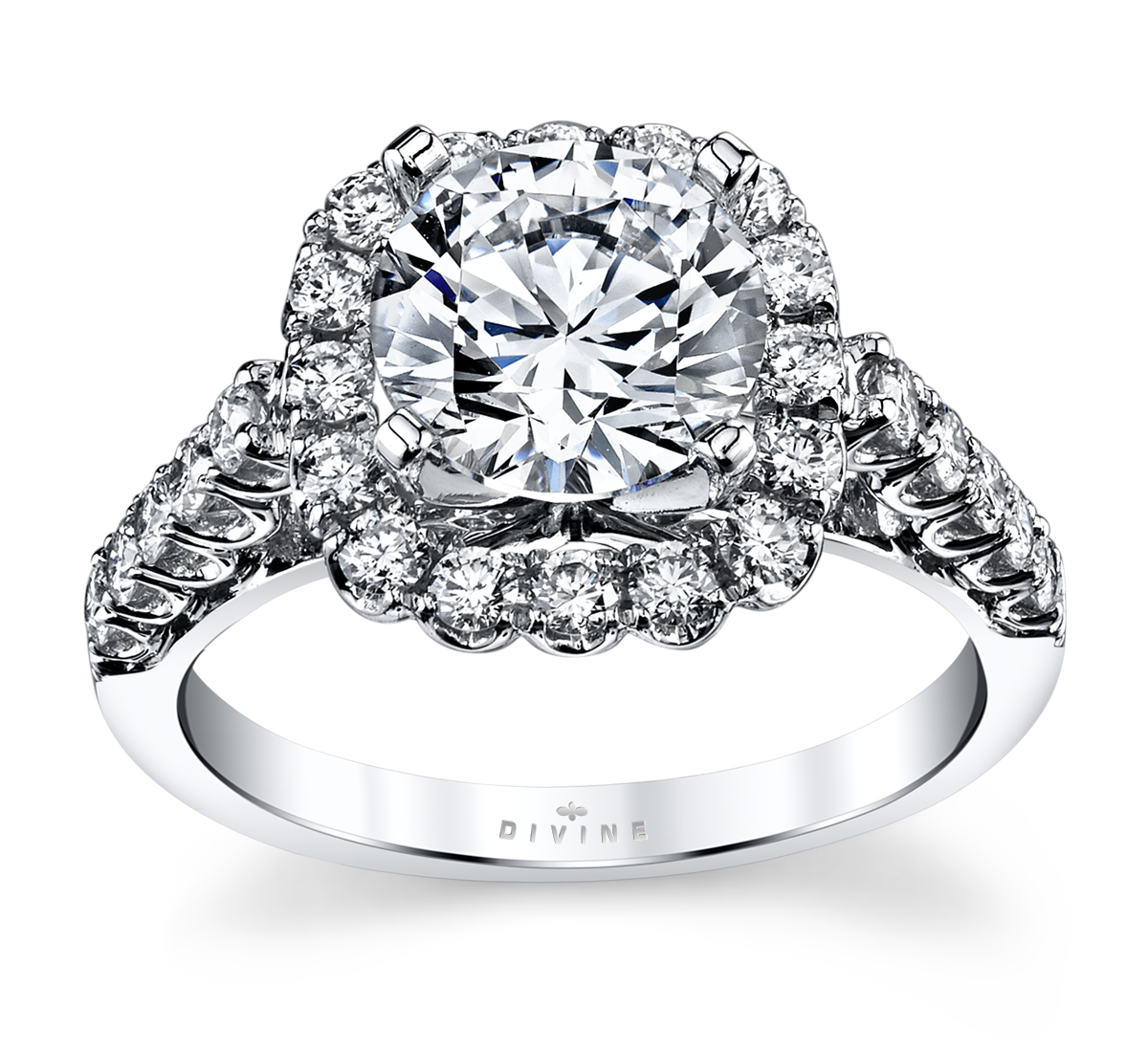 14K White Gold Diamond Engagement Ring Setting 3/4 Cttw.