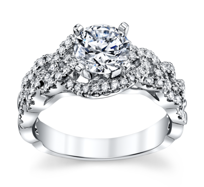 14K White Gold Diamond Engagement Ring Setting 3/8 Cttw.