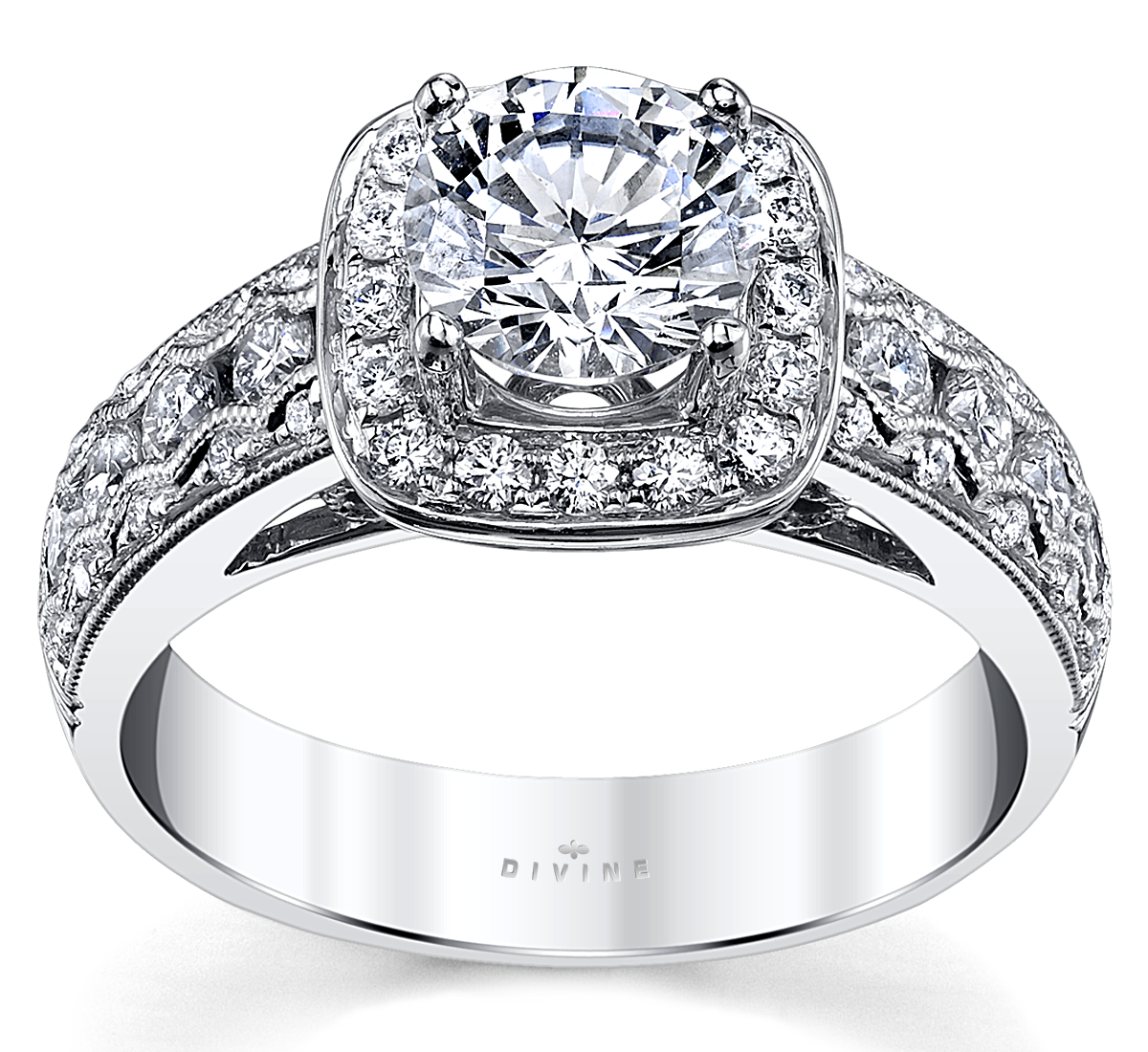 14K White Gold Diamond Engagement Ring Setting 5/8 Cttw.