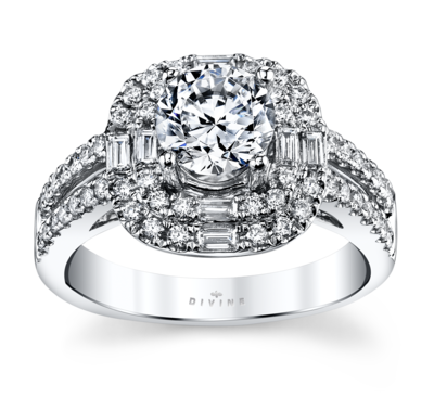 14K White Gold Diamond Engagement Ring Setting 5/8 Cttw.