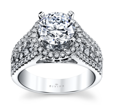14K White Gold Diamond Engagement Ring Setting 7/8 Cttw.