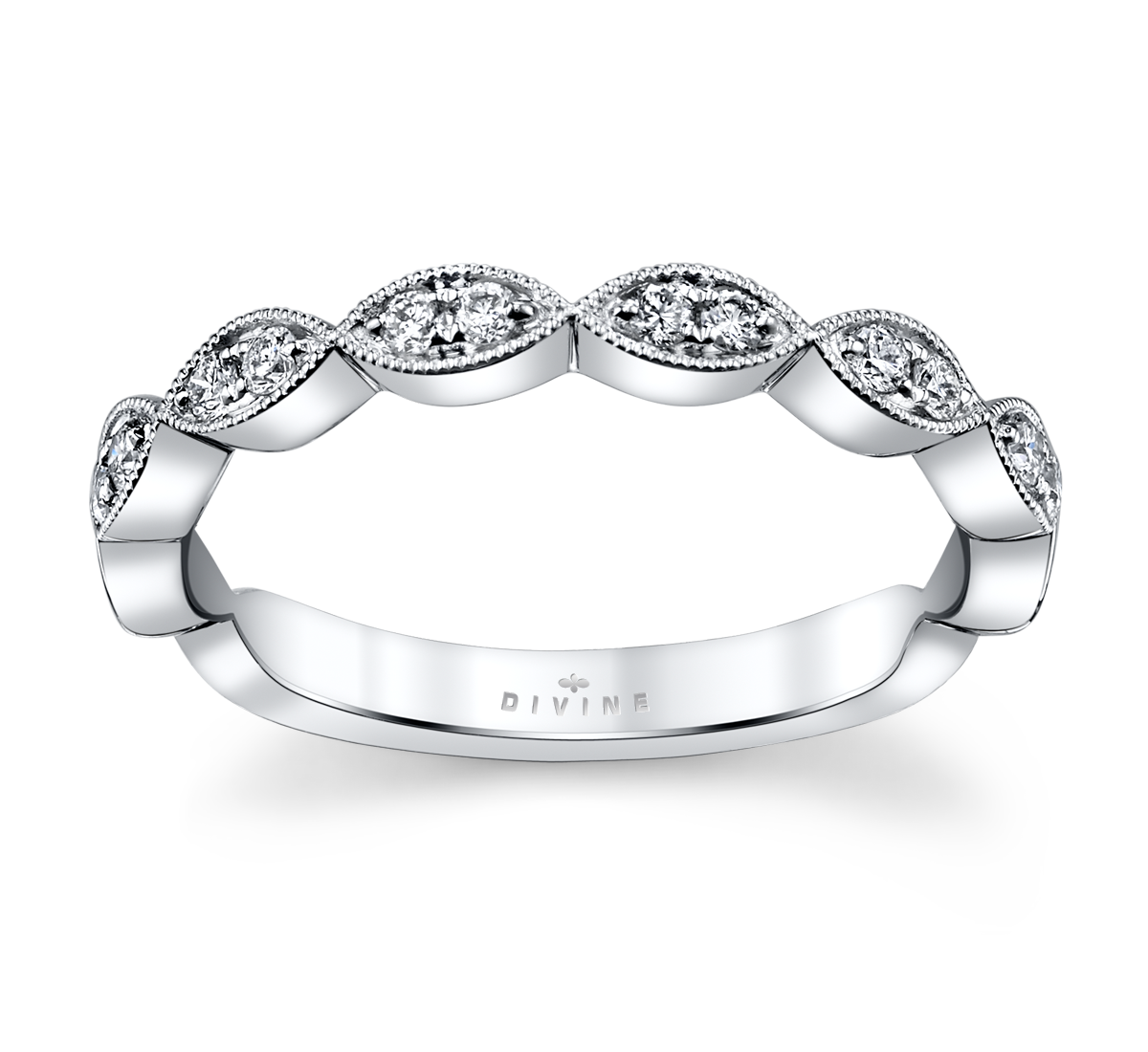 14K White Gold Diamond Wedding Ring 1/6 Cttw.