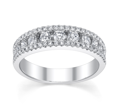 14K White Gold Diamond Wedding Ring 3/4 ct tw