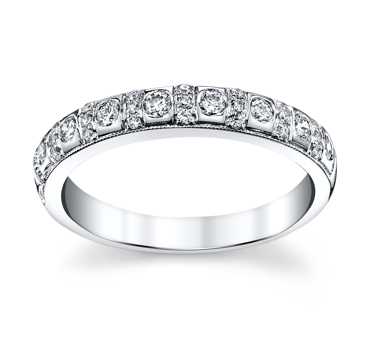 14K White Gold Diamond Wedding Ring 3/8 Cttw.