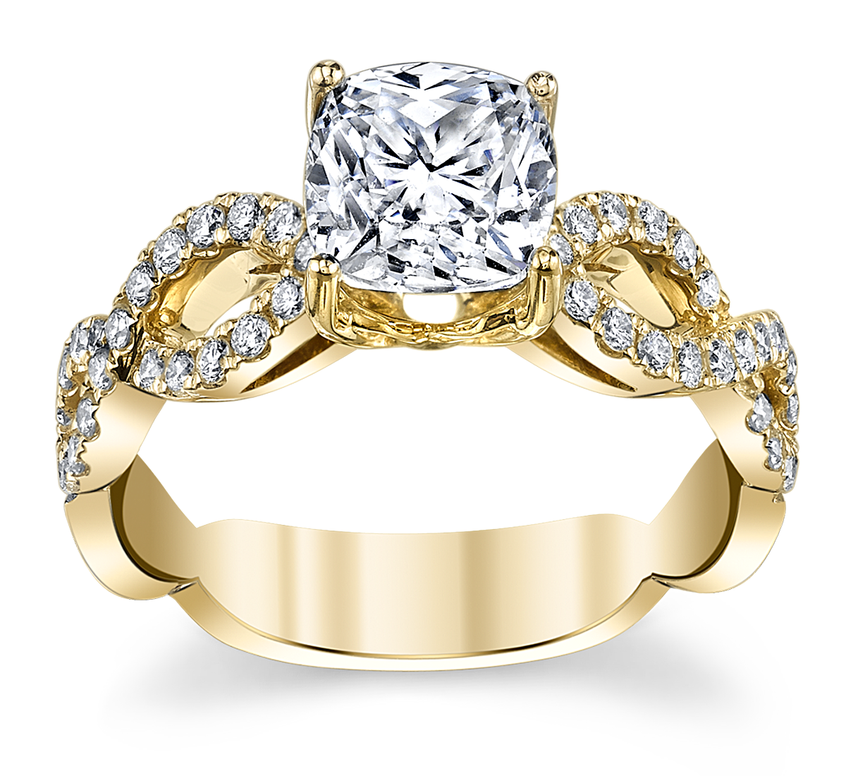 14K Yellow Gold Diamond Engagement Ring Setting 1/3 Cttw.