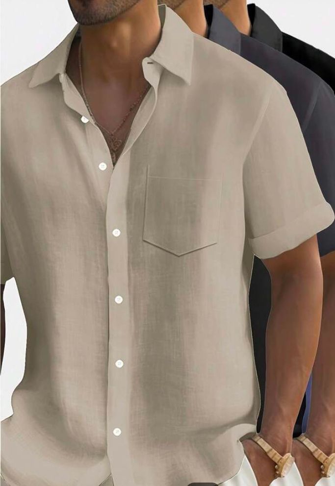 Men's Solid Plain Colour Collar Shirt