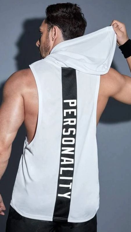 Manfinity Reflective Letter Hooded Tank Top