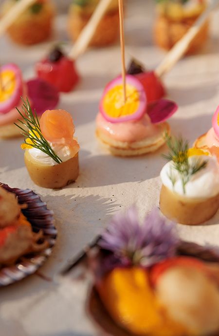 Cocktail  salé  pièces chaudes/froides et sucrées   (18 pièces /par pers) minimum 10 pers