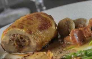 Fondant de chapon aux marrons sauce au foie gras