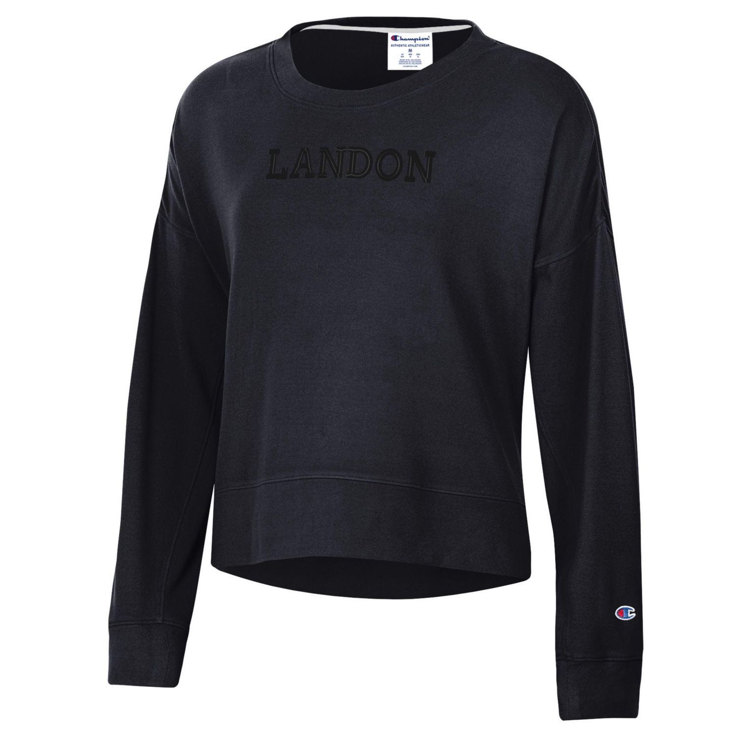 Champion Womens Sueded Black Crew
