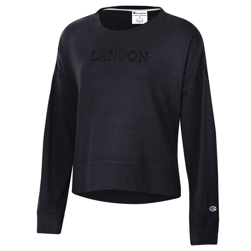 Champion Womens Sueded Black Crew