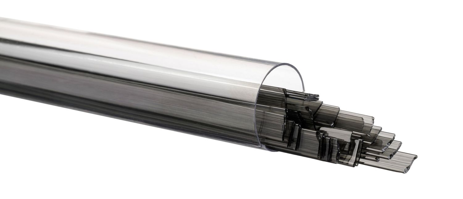 Bullseye Glass Charcoal Gray Ribbons 001129-0401-F-TUBE