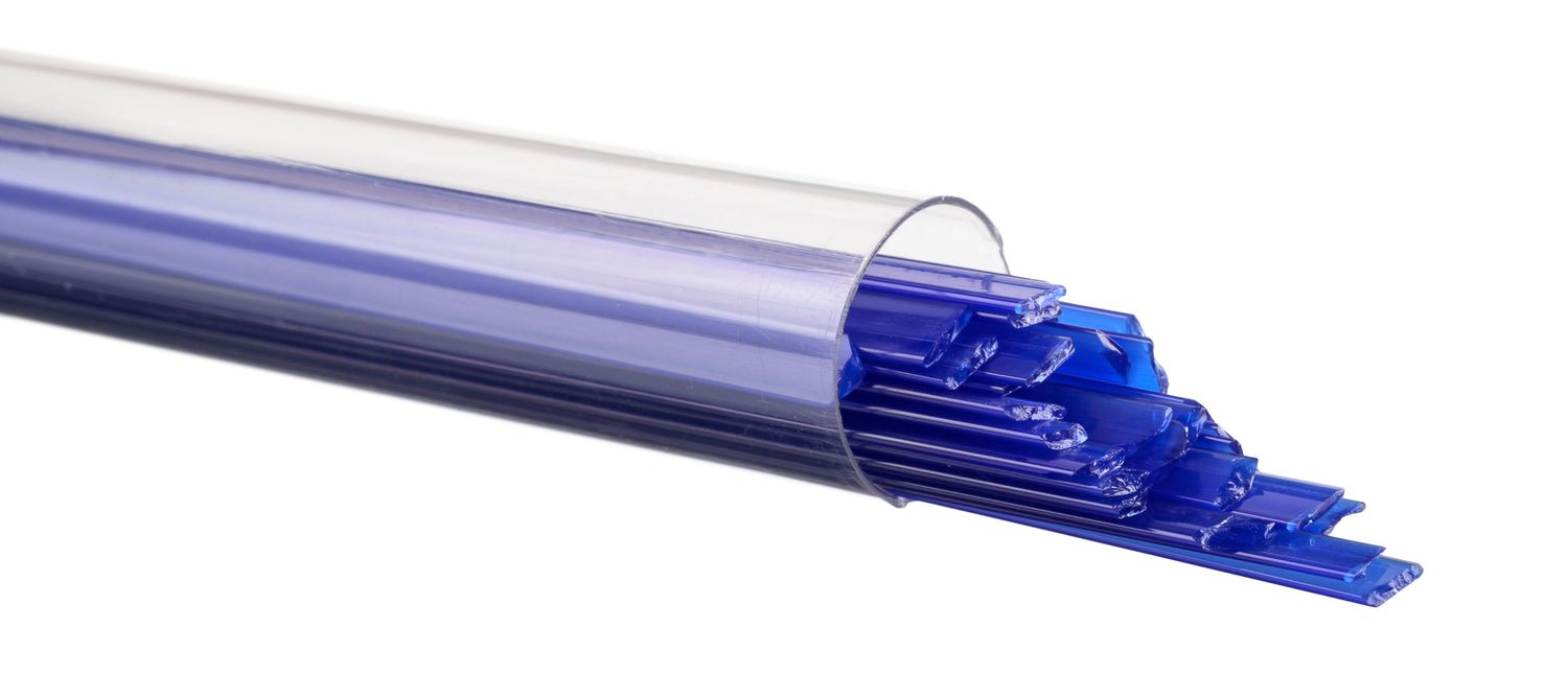 Bullseye Glass Deep Cobalt BLue Opalescent Ribbons