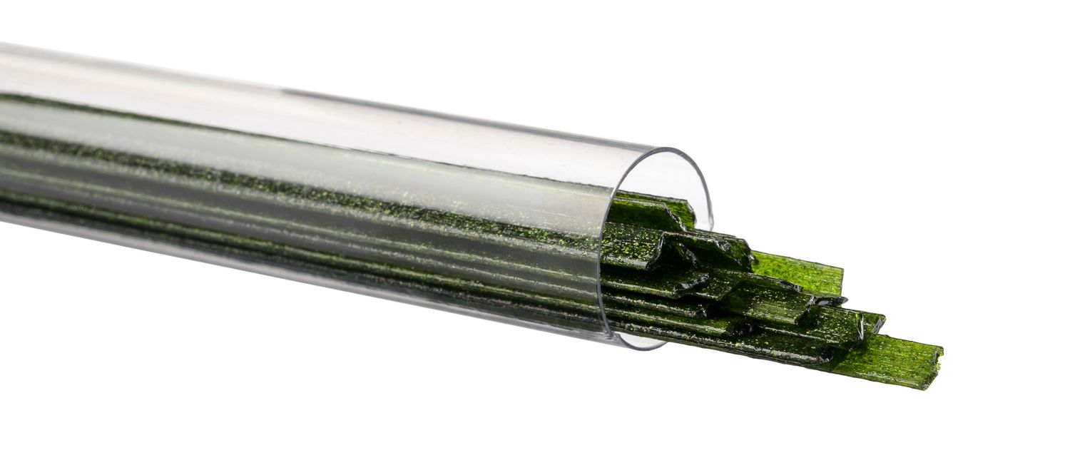 Bullseye Glass Light Aventurine Green Transparent Ribbons 001412-0401-F-TUBE