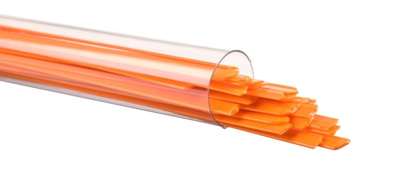 Bullseye Glass Orange Opalescent Ribbons 000125-0401-F-TUBE