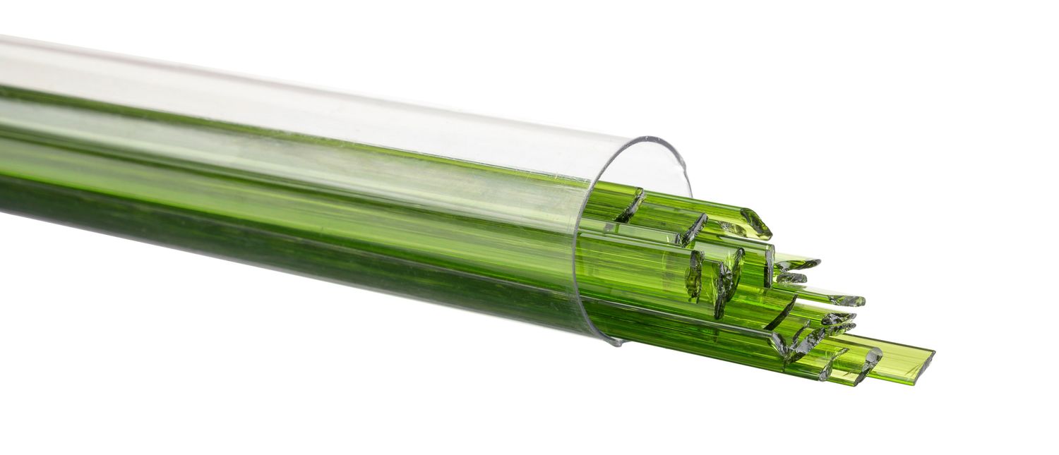 Bullseye Glass Spring Green Transparent Ribbons 001426-0401-F-TUBE