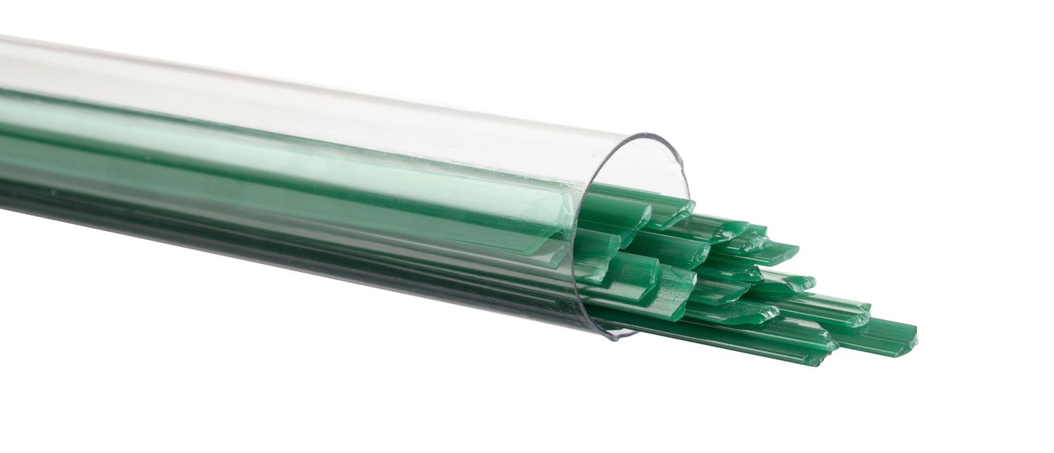Bullseye Glass Jade Green Ribbons 000145-0401-F-TUBE