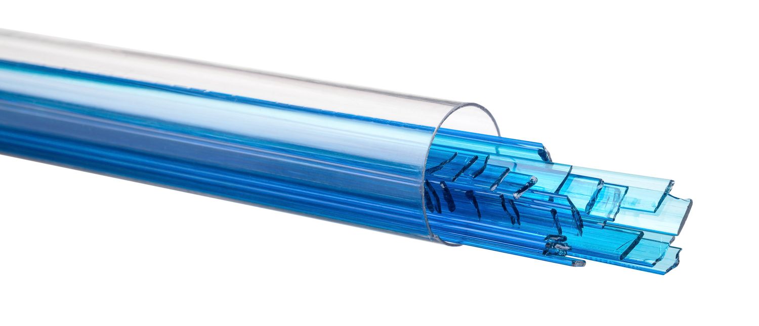 Bullseye Glass Turquoise Blue Transparent Ribbons 001116-0401-F-TUBE