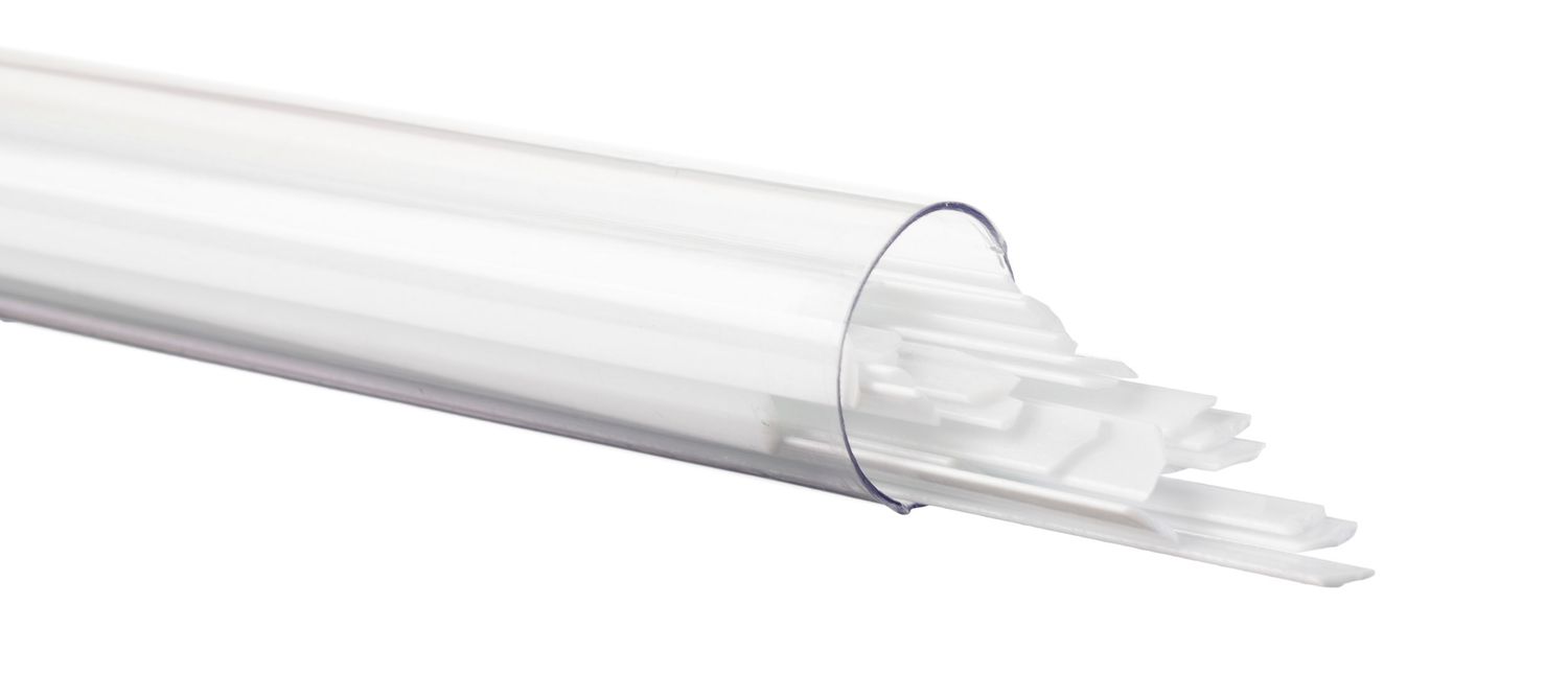 Bullseye Glass White Opalescent Ribbons 000113-0401-F-TUBE