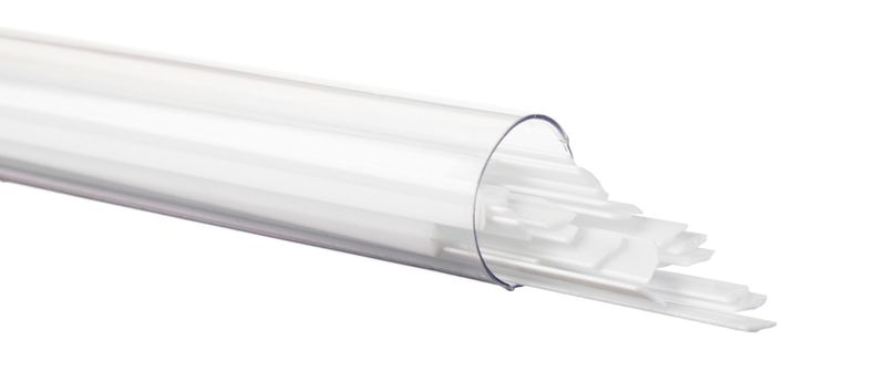 Bullseye Glass White Opalescent Ribbons 000113-0401-F-TUBE